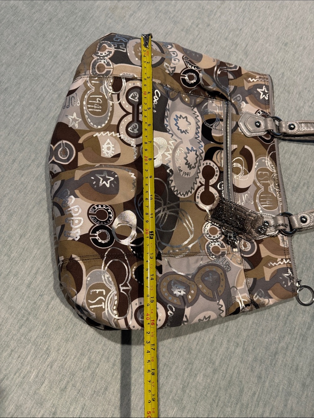 Coach Poppy Neutral Multi-Pattern Tote in Taupe, Brown and Cream - Picture 14 of 14